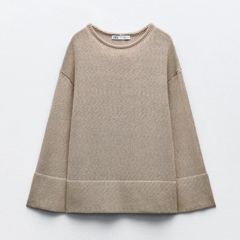 Zara basic knit sweater, sand